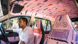 Splashy fabric freshens cabs to showcase local designers
