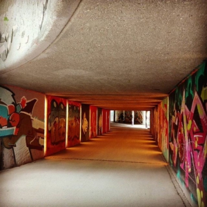 Illuminated graffiti, beautiful tunnel