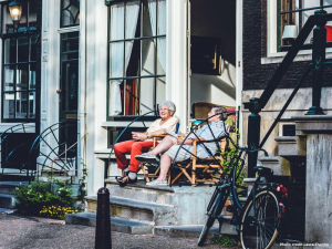 The sidewalk evolves into a living room in Amsterdam